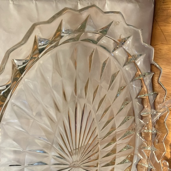 Vintage. 1960s -70s crystal oval shaped 11”-8”serving plate. American brilliant - Picture 5 of 10